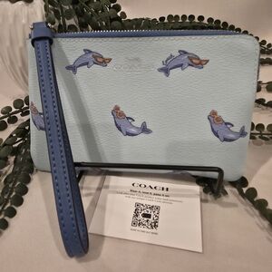 Coach Light Blue Dolphin Wristlet